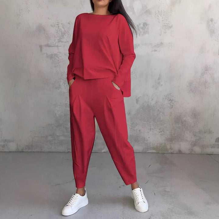 Damen Bequemes Freizeit-Set mit weitem Schnitt und Taschen Drune