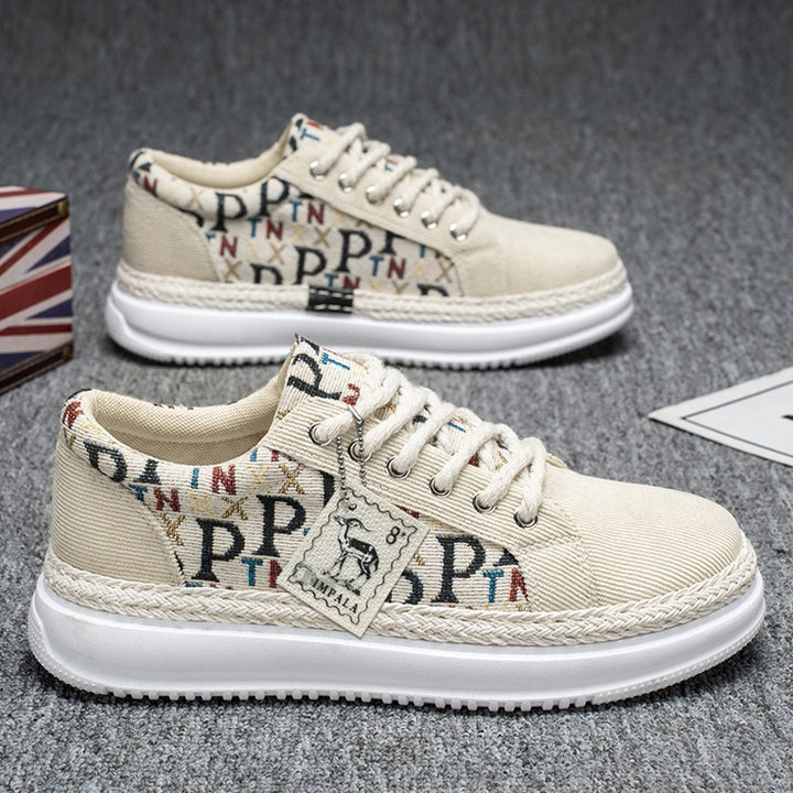Damen Plateau-Espadrille-Sneaker mit geflochtenem Jute-Detail und monogramm-Canvas Drune
