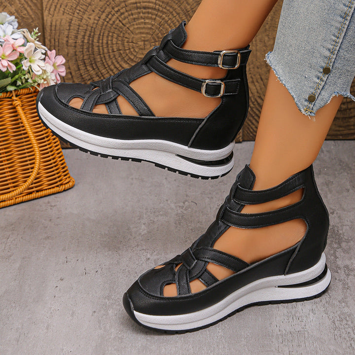 Damen Wedge-Sandalen mit modischem Riemendesign und komfortabler Plateau-Sohle Drune