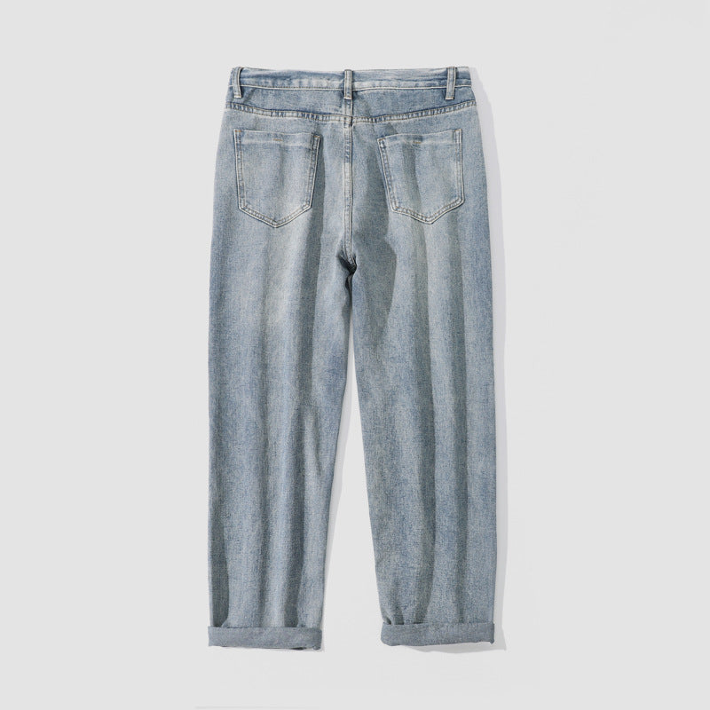Damen Weite Straight‑Fit Jeans mit hohem Bund, umgeschlagenem Saum und leichter Vintage‑Waschung Drune