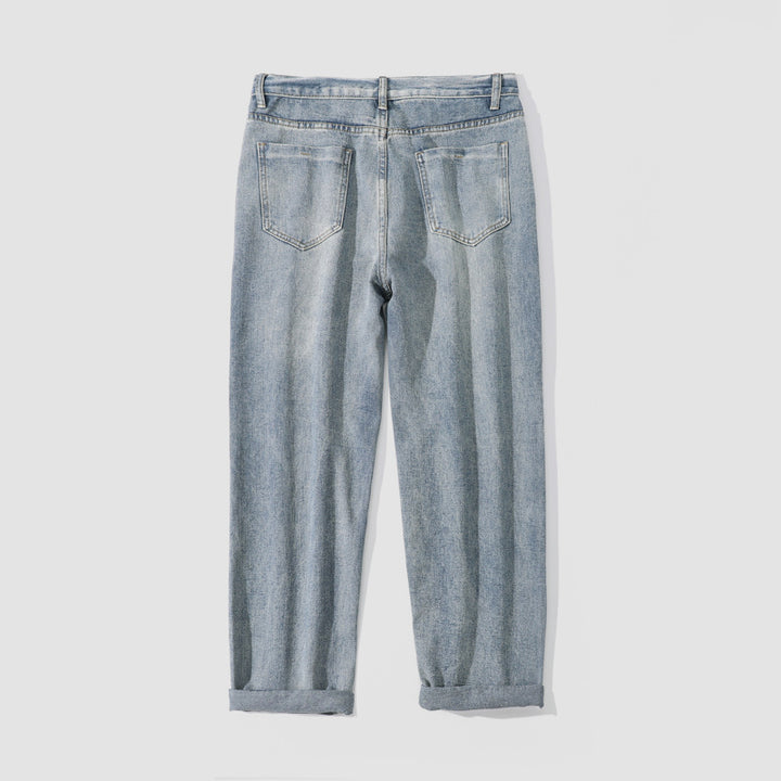 Damen Weite Straight‑Fit Jeans mit hohem Bund, umgeschlagenem Saum und leichter Vintage‑Waschung Drune