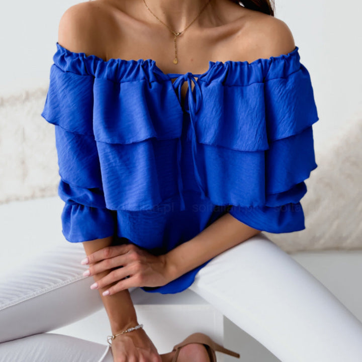 Damen Off-Shoulder Bluse mit Rüschendesign Drune