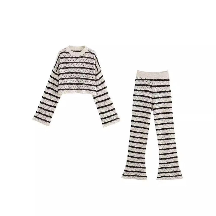 Damen Strick-Leggings mit breitem Bund und einzigartigem Muster Drune