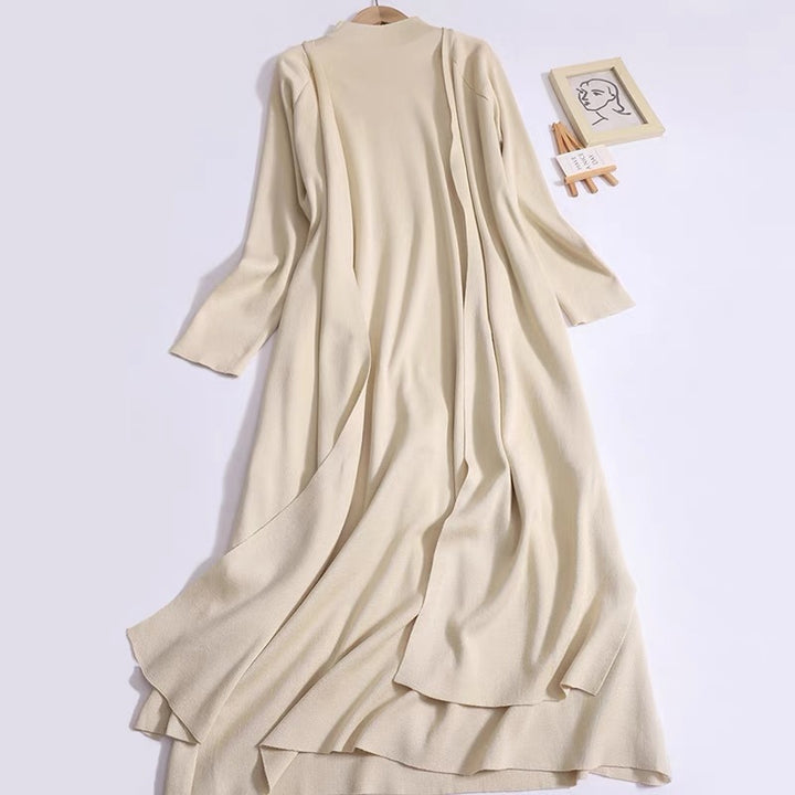 Damen eleganter Longmantel mit asymmetrischem Schnitt und hohem Kragen Drune