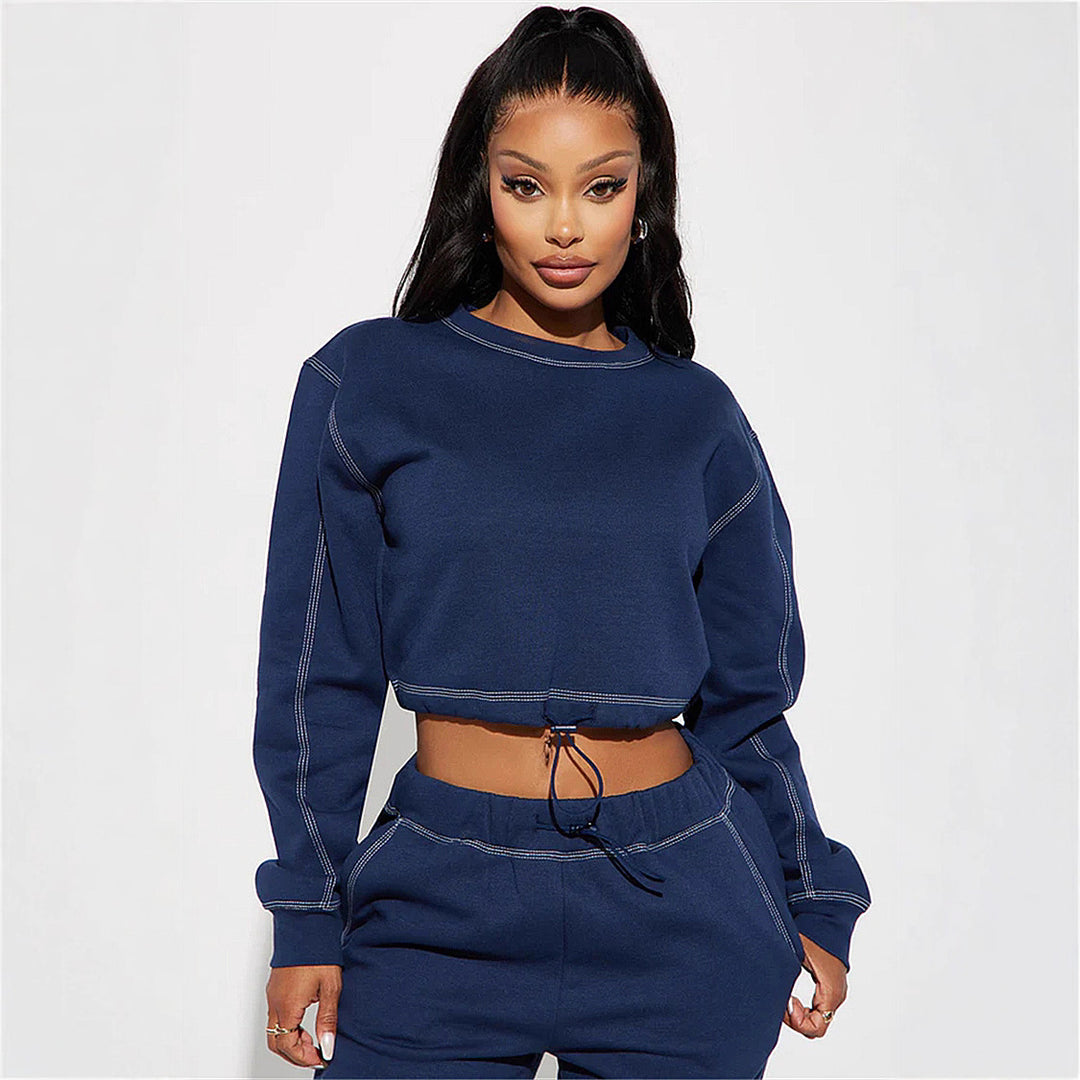 Damen cropped Sweatshirt mit Reißverschluss Drune