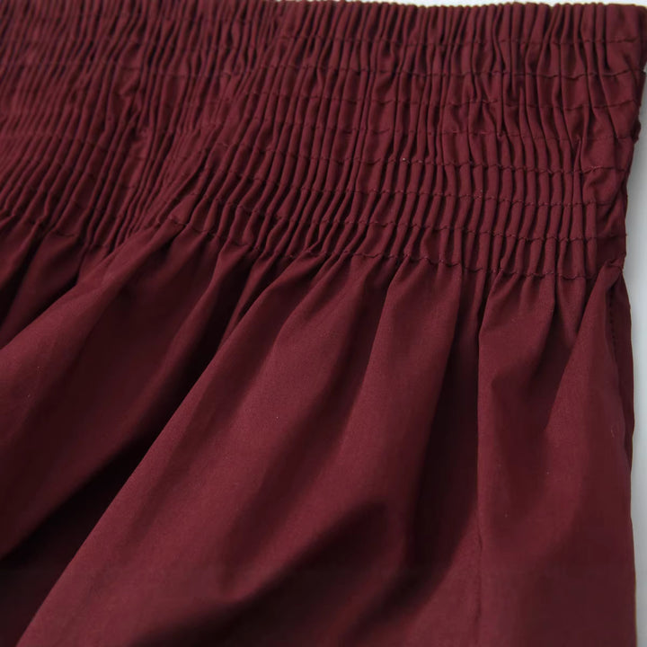 Damen Gesmokte Bluse mit Rüschenkragen und Volant-Peplum Drune