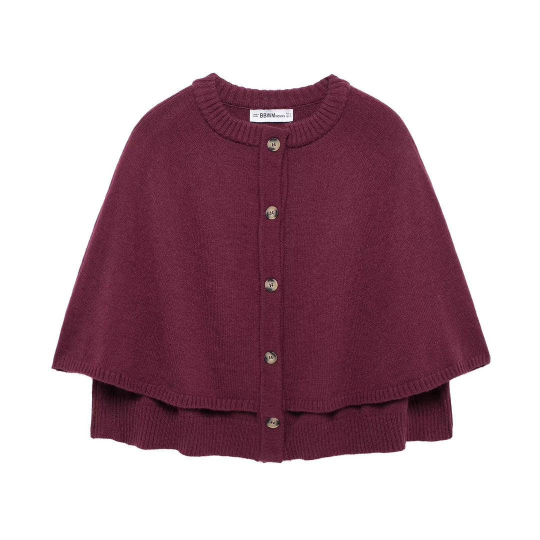 Damen Cape-Cardigan mit durchgehender Knopfleiste und doppellagigem Saum Drune