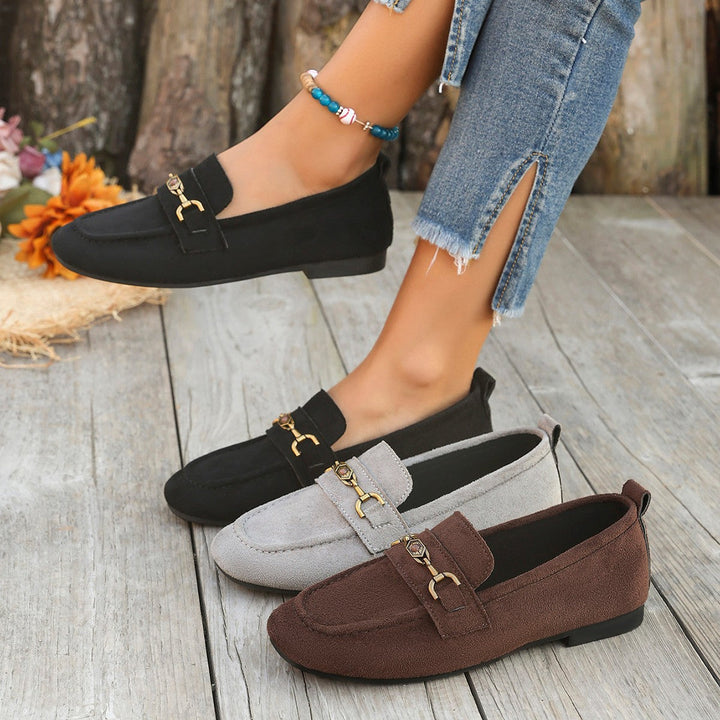 Damen Mokassins mit schicke Goldakzent und weichem Veloursleder Drune