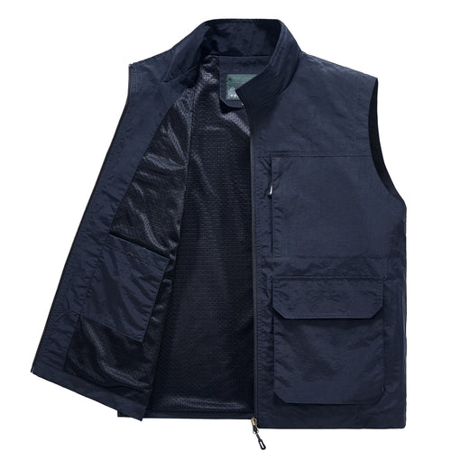 Herren Multifunktionale Utility‑Weste mit Mesh‑Futter, Reißverschluss & Mehrfachtaschen Drune