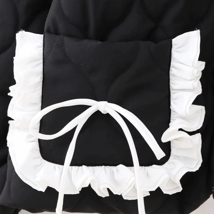 Damen Steppjacke mit Stehkragen und kontrastverzierten Rüschen-Taschen Drune