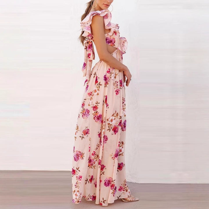 Damen Maxikleid mit Rüschen und floralem Muster Drune