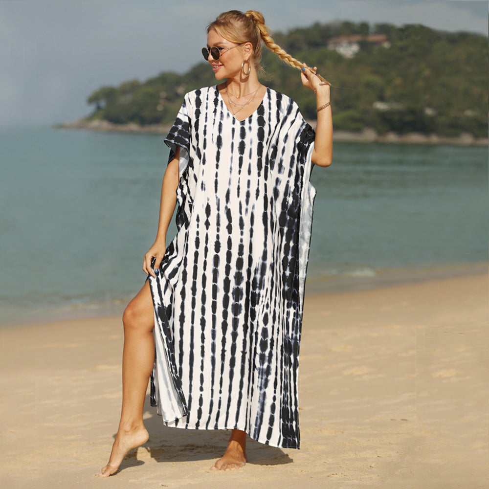 Damen Strandkleid mit modernem Batikmuster und lässigem Schnitt Drune
