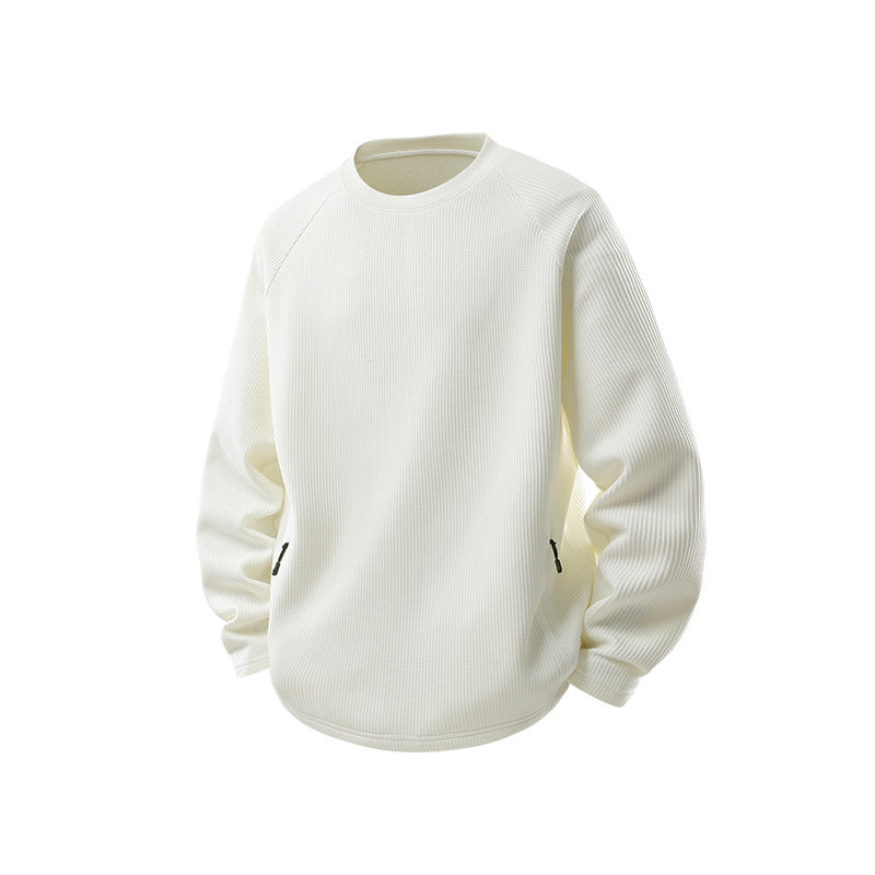 Herren Waffelstruktur-Thermo-Sweatshirt mit Raglanärmeln und Reißverschlusstaschen Drune