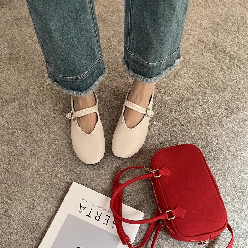 Damen modische Mary Janes mit verstellbarem Riemen und glänzender Oberfläche Drune