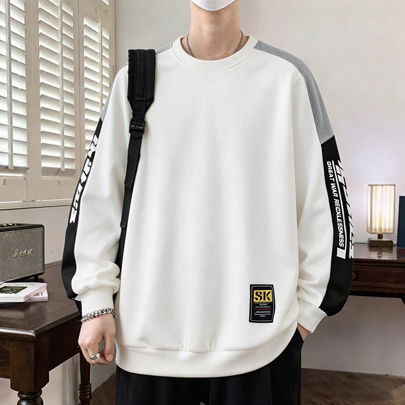Herren Oversize‑Sweatshirt mit kontrastierenden Ärmeln, Rundhalsausschnitt & Labelpatch Drune
