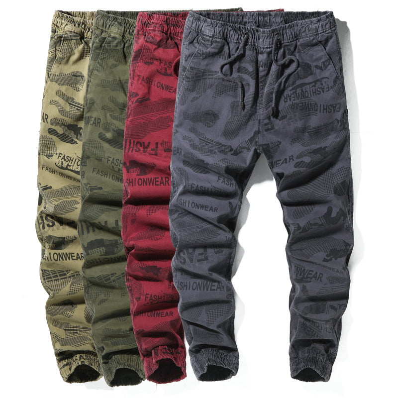 Herren Camouflage-Jogginghose mit elastischem Tunnelzugbund, tapered Schnitt und Allover-Print Drune