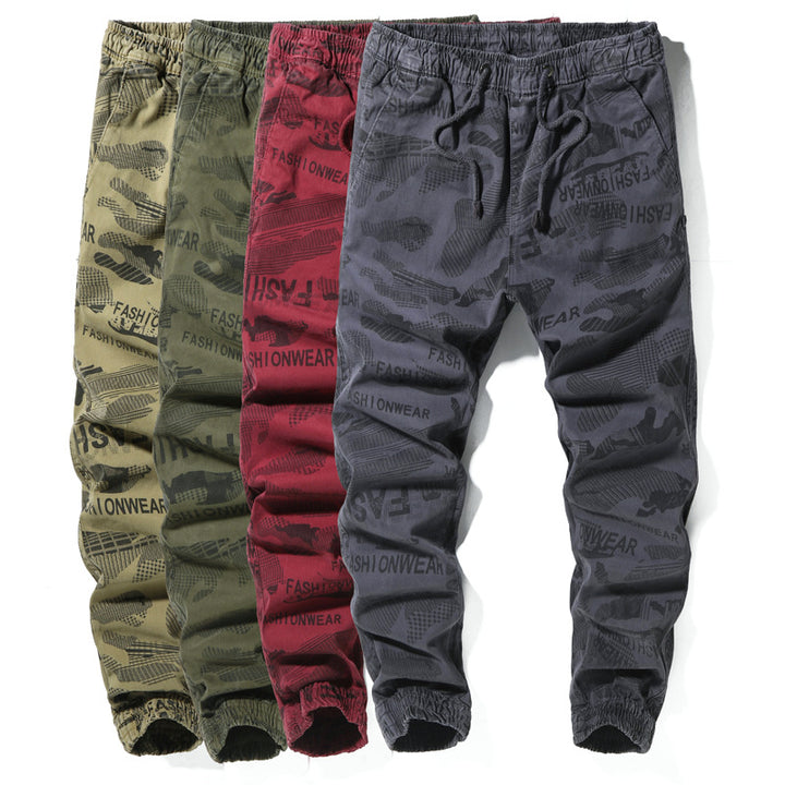 Herren Camouflage-Jogginghose mit elastischem Tunnelzugbund, tapered Schnitt und Allover-Print Drune