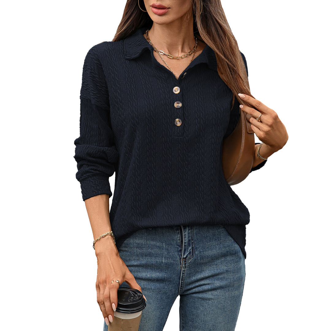 Damen Langarmshirt mit strukturiertem Knopfdesign Drune