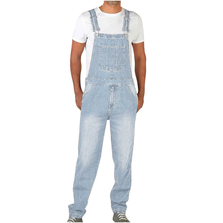 Herren Jeans Latzhose mit Taschen und verstellbaren Trägern