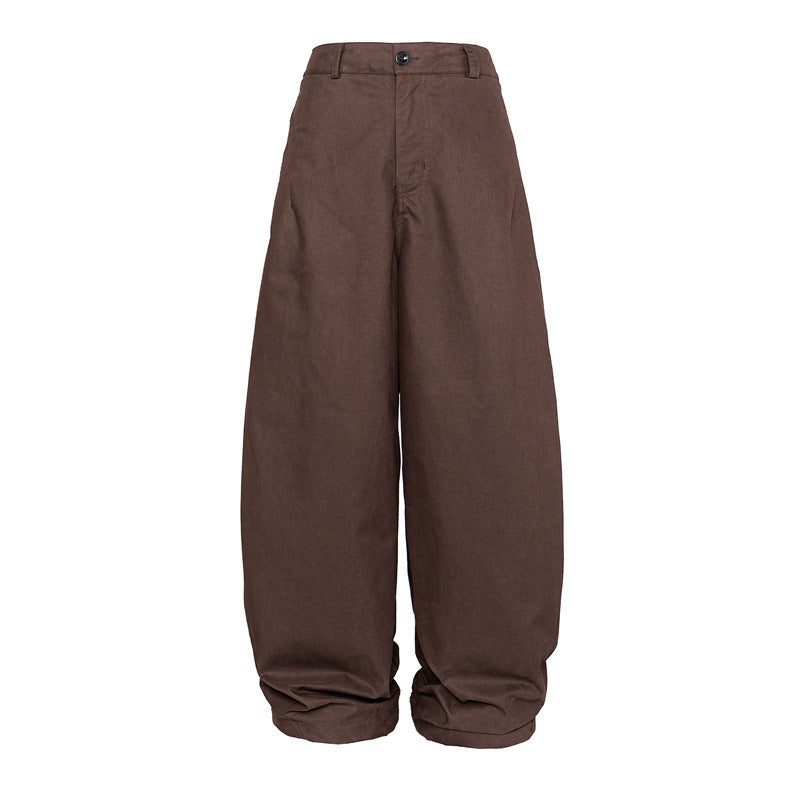 Damen Hohe Taillenweite Culotte-Hose aus schwerer Baumwollmischung mit Umschlagbund Drune