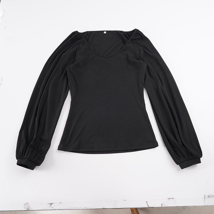 Damen Tailliertes Langarmshirt mit Ballonärmeln Drune