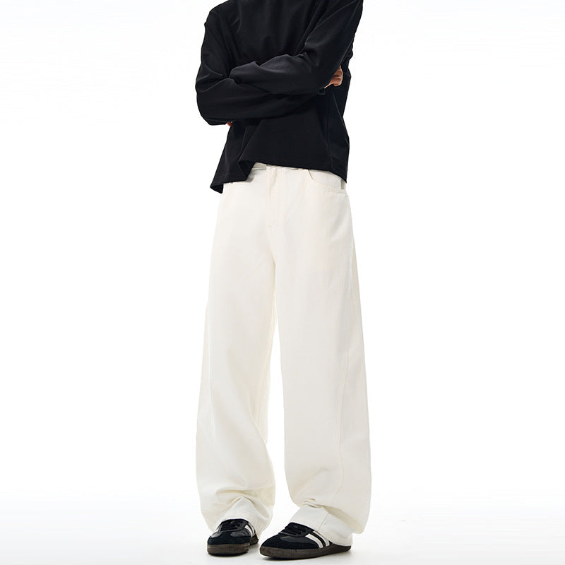 Herren Oversize-Canvas-Hose mit tiefem Schritt und fließender Weite Drune