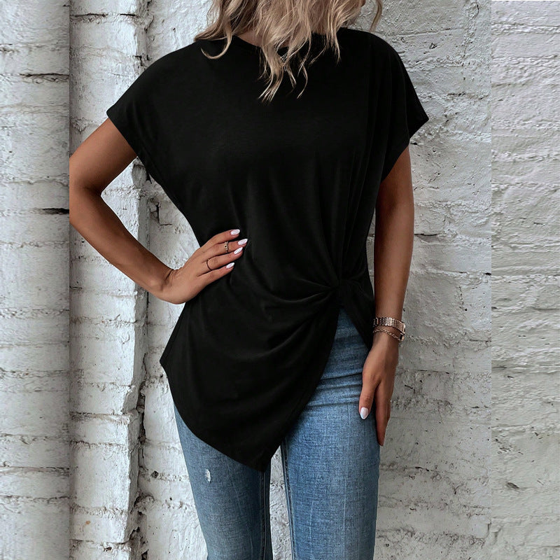 Damen Oversize T-Shirt mit Knoten-Detail Drune