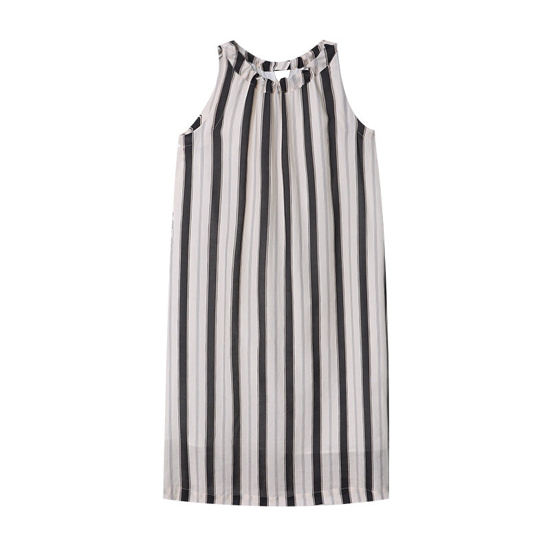 Damen lässiges Maxikleid mit vertikalen Streifen und praktischen Taschen Drune