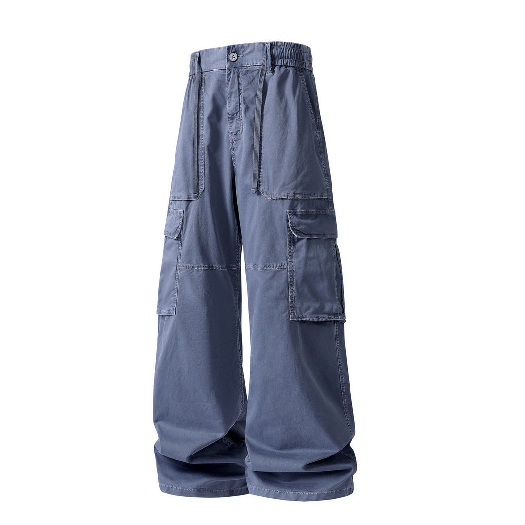 Herren Extraweite Utility-Cargo-Hose im Baggy‑Cut mit elastischem Bund und Mehrfachklappentaschen Drune