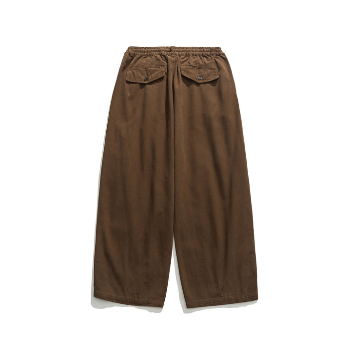 Damen weite Utility-Cargohose mit Gummibund und dekorativen Falten Drune