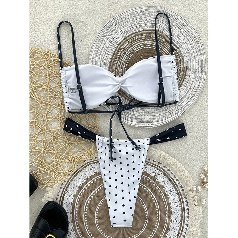 Damen Bandeau-Bikini-Set mit Punkten Drune