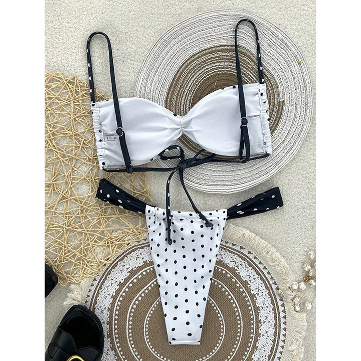 Damen Bandeau-Bikini-Set mit Punkten Drune