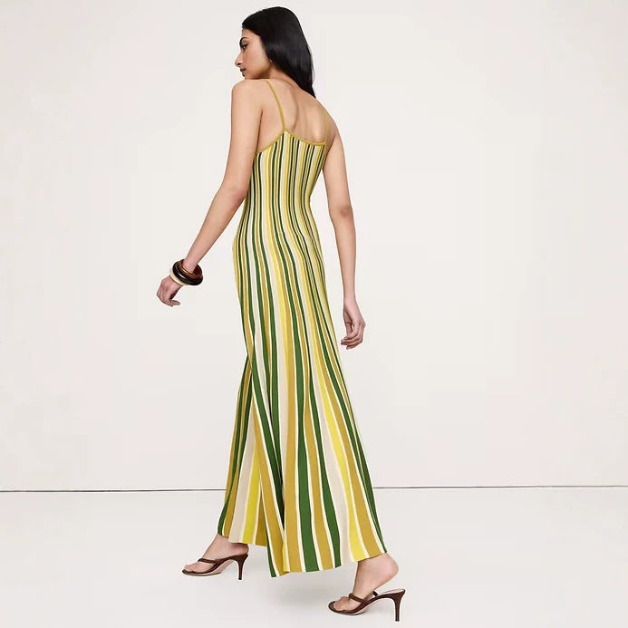 Damen nan elegantes Maxikleid im Unterkleid-Stil mit Spaghettiträgern, tailliertem Schnitt und weitem Saum Drune