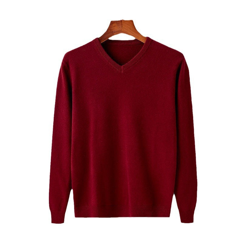 Herren eleganter V-Ausschnitt Pullover aus feiner Wolle Drune