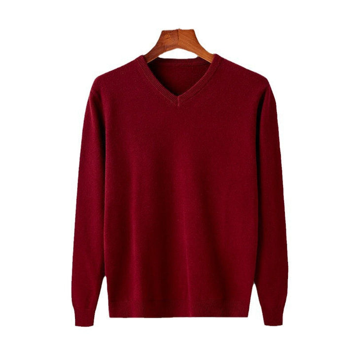 Herren eleganter V-Ausschnitt Pullover aus feiner Wolle Drune