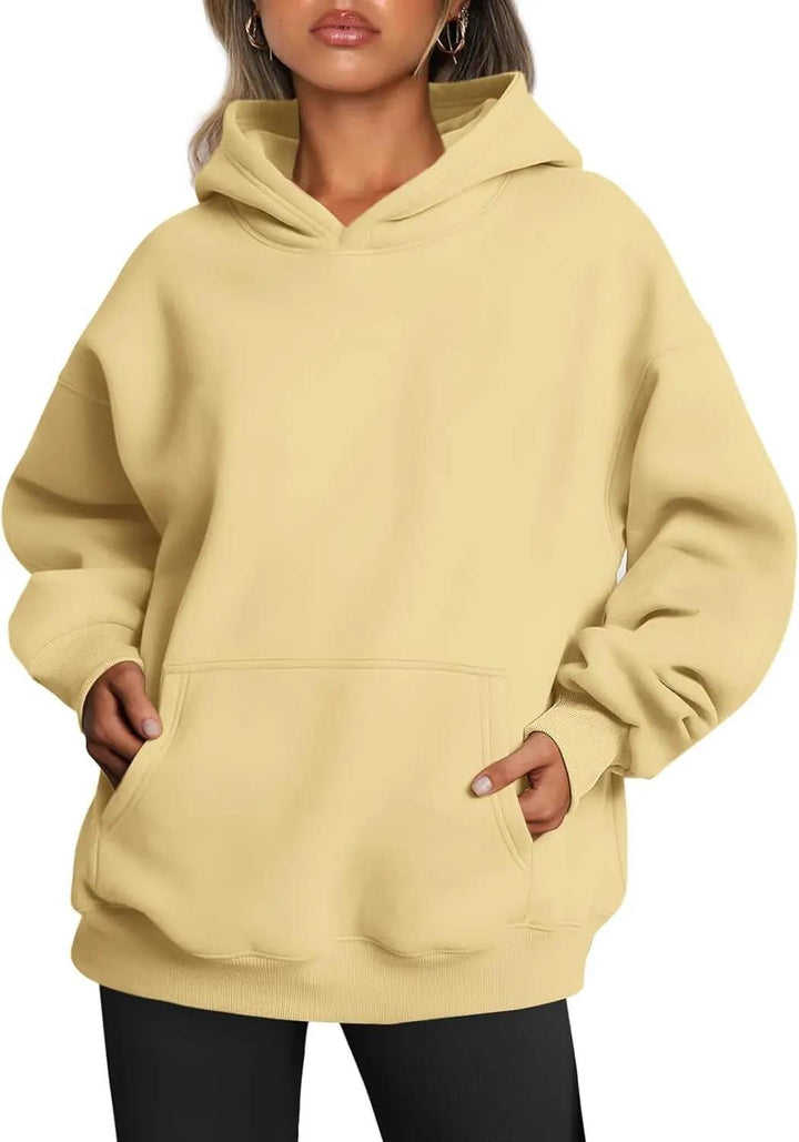 Damen nan oversized Kapuzenpullover mit verlängerter Silhouette und Kängurutasche Drune