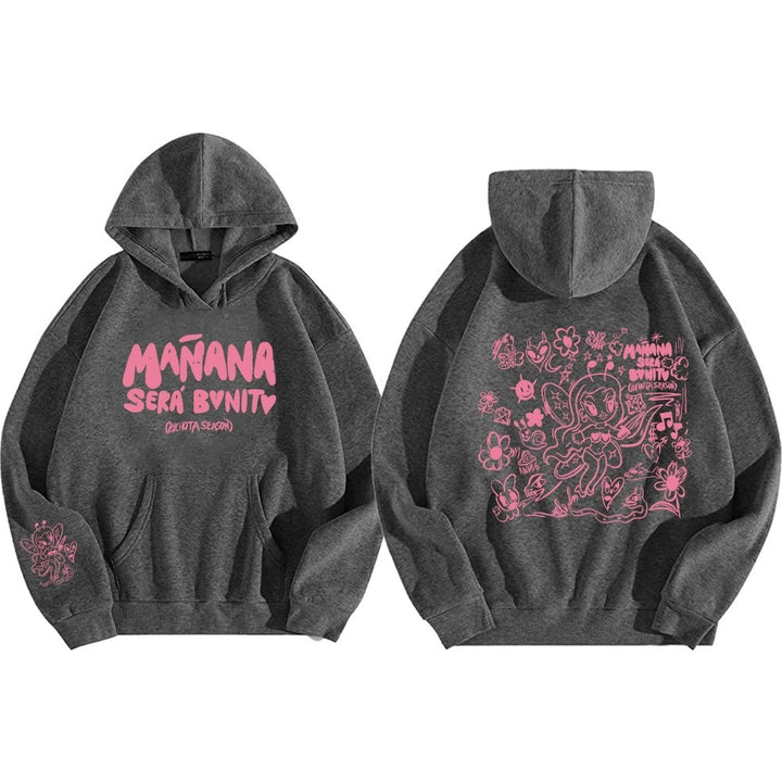 Damen Hoodie mit kreativem Druck und praktischer Kängurutasche Drune