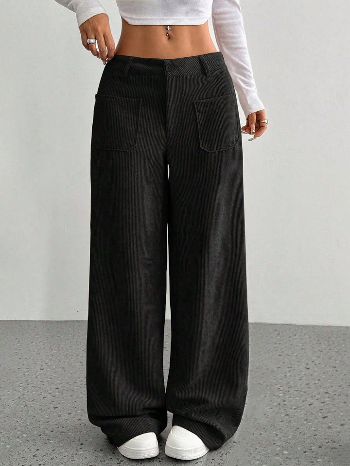 Damen Weite und bequeme Cordhose mit Taschen Drune