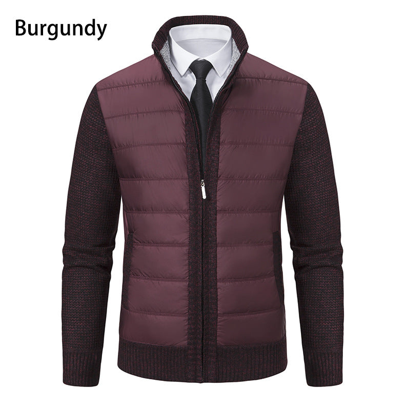 Herren nan gesteppte Hybrid-Strickjacke mit Stehkragen Reißverschluss und Eingrifftaschen Drune