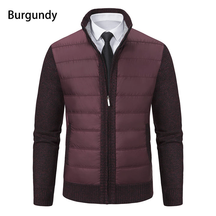 Herren nan gesteppte Hybrid-Strickjacke mit Stehkragen Reißverschluss und Eingrifftaschen Drune