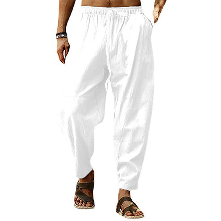 Herren nan lockere Sommer-Slouch-Hose aus Leinenmix mit elastischem Bund und konischem Knöchelabschluss Drune