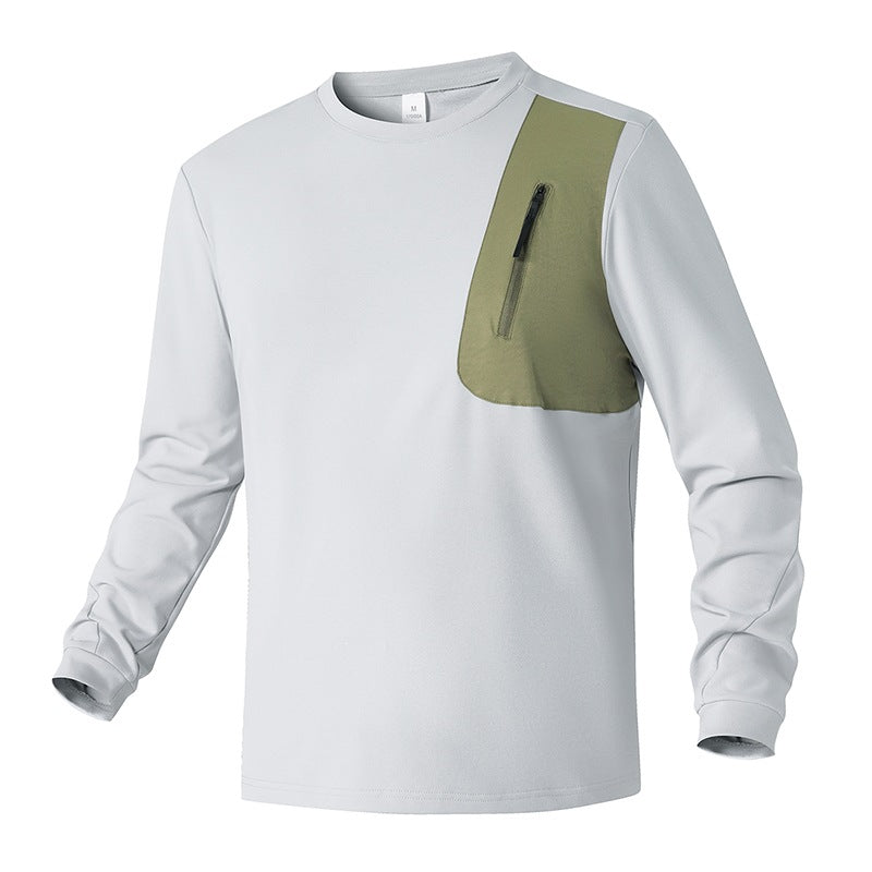 Unisex Oversize Langarm‑Sweatshirt mit Brustreißverschlusstasche und Rundhalsausschnitt Drune