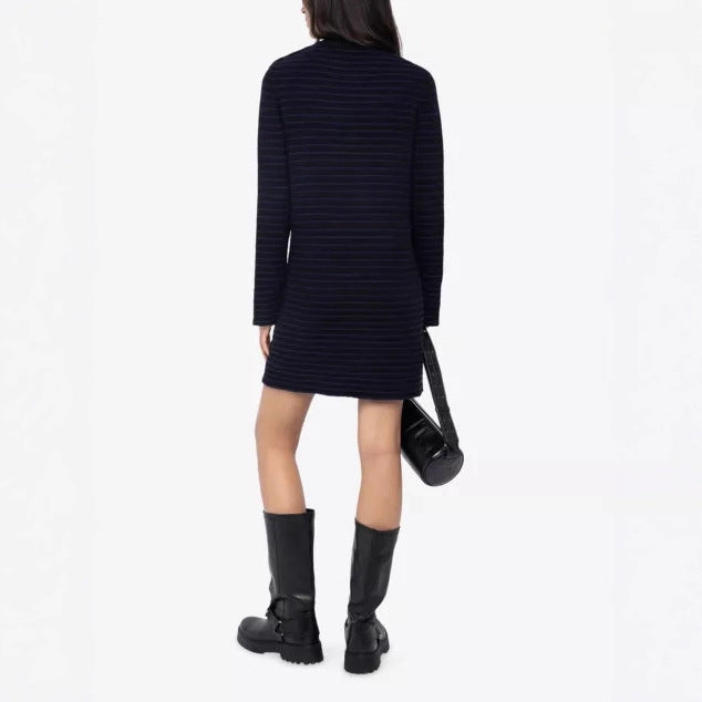 Damen Lässiges Strickkleid mit Knopfdetails Drune