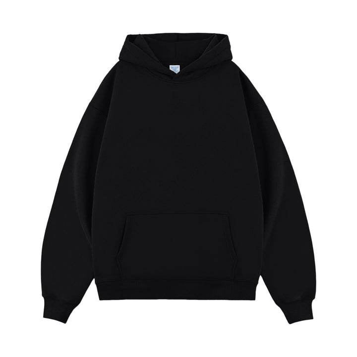 Unisex minimalistischer Oversize-Kapuzenpullover mit gedoppelter Kapuze, tiefer Schulter und breitem Rippbund Drune
