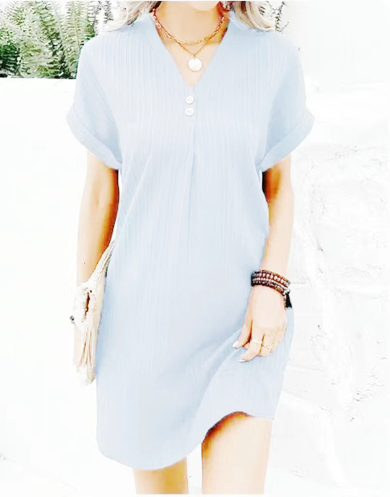 Damen lässiges Midi-Kleid mit Knopfdetails Drune