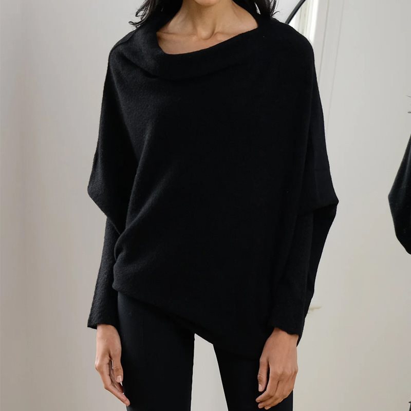 Damen lässiger Oversized Pullover mit Schulterfreies Design Drune
