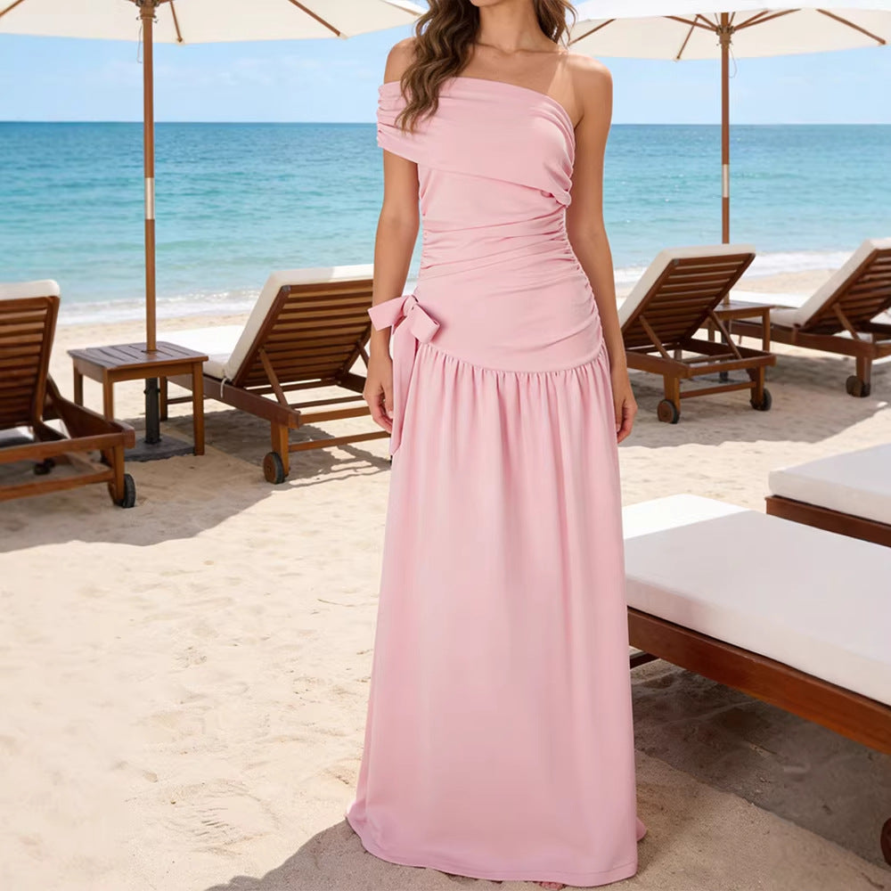 Damen Wickelkleid mit verstellbarem Taillengürtel und asymmetrischem Ausschnitt Drune
