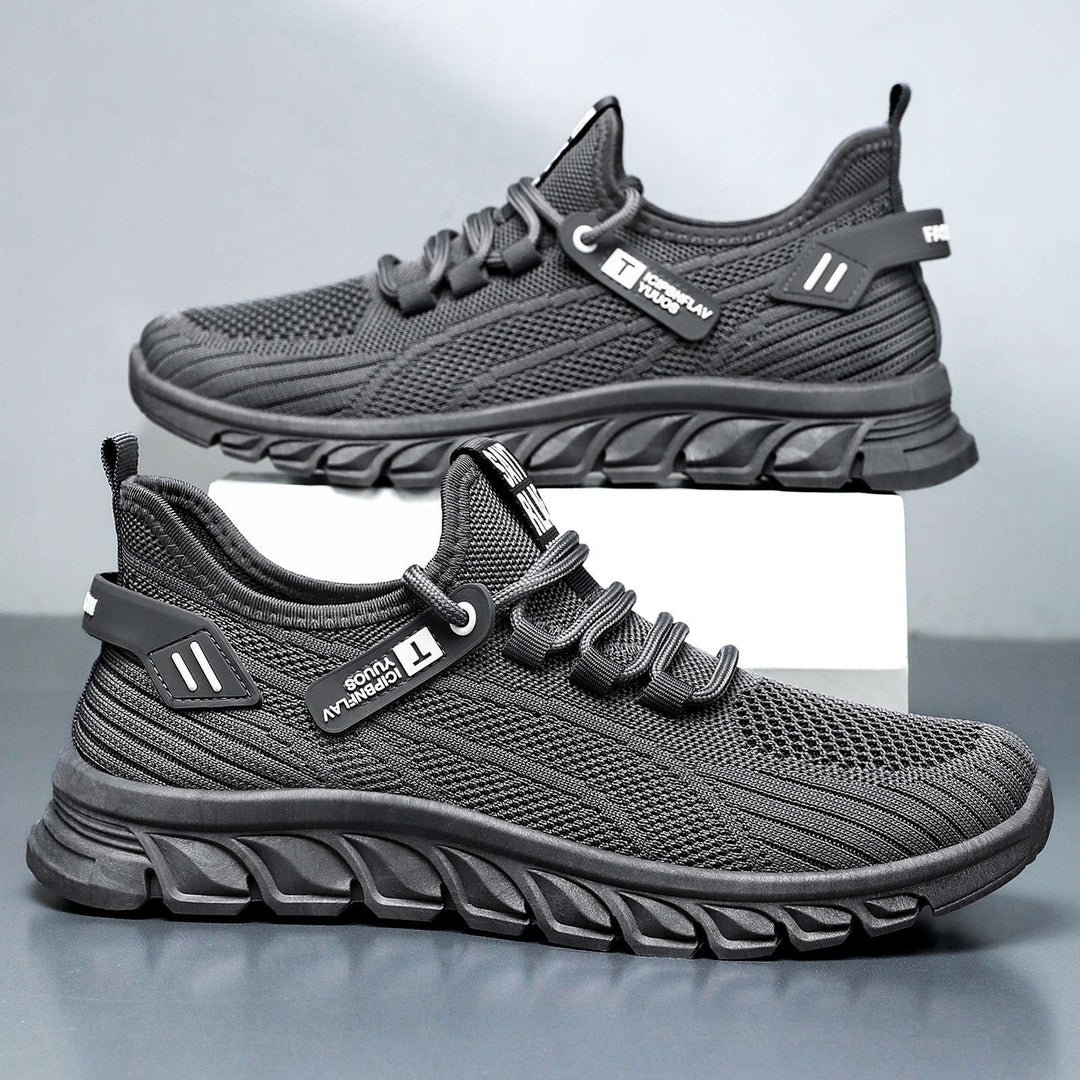 Herren nan atmungsaktiver Strick-Chunky-Sneaker mit elastischem Einstieg, stabiler Dämpfungssohle und Zuglasche Drune