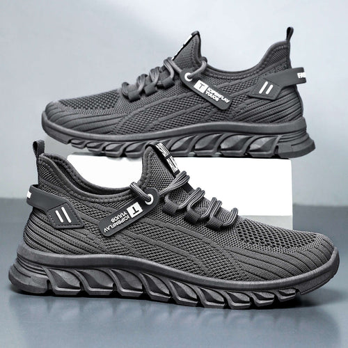 Herren nan atmungsaktiver Strick-Chunky-Sneaker mit elastischem Einstieg, stabiler Dämpfungssohle und Zuglasche Drune