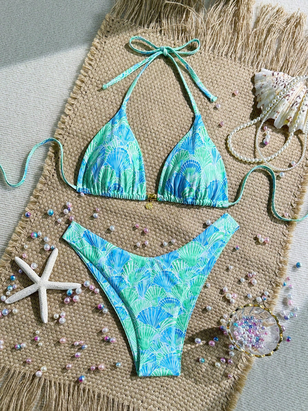 Damen Triangel-Bikini mit floralen Mustern Drune